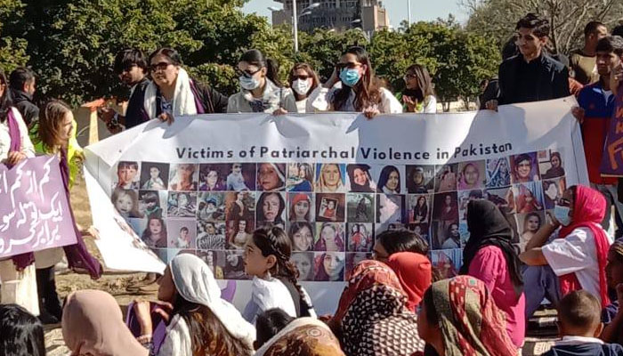 Participants of the Aurat March Islamabad seen on March 8, 2025.— Facebook@FatimaShahzad