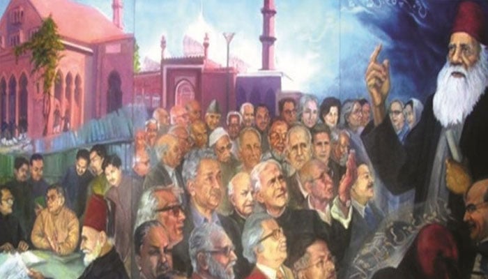 A painting of Sir Sayed Ahmed Khan and others. — Aligarh Institute of Technology/File