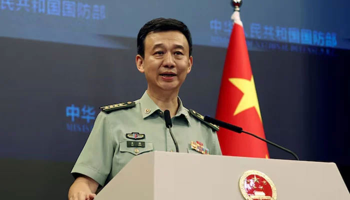 Chinese Defence Ministry spokesperson Wu Qian attends a press briefing in Beijing, China August 31, 2023. — Reuters