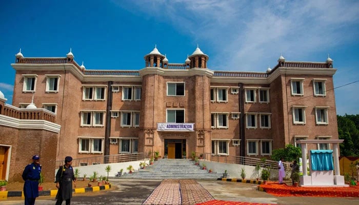 Women’s University Swabi Administration block can be seen. —  WUS Website/File