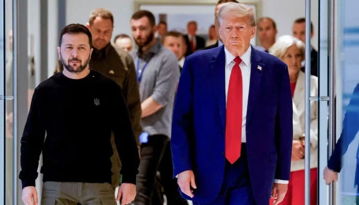US President Donald Trump (right) and Ukraines President Volodymyr Zelenskiy meet at Trump Tower in New York City, US, September 27, 2024. — Reuters