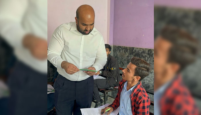 Punjab Education Minister Rana Sikandar Hayat (left) inspects the examination centre on Raiwind Road on March 10, 2025. — Facebook@RanaSikandarHayat.Official