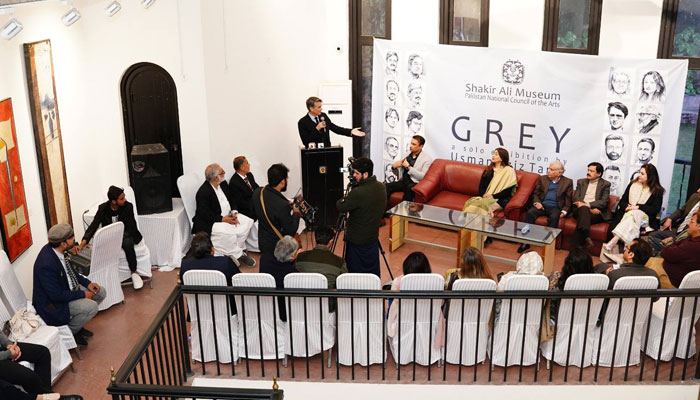 A view of a solo exhibition by Usman Aziz Tarar titled Grey at the Shakir Ali Museum in Lahore on February 22, 2025. — Facebook@Amna Haroon Khan