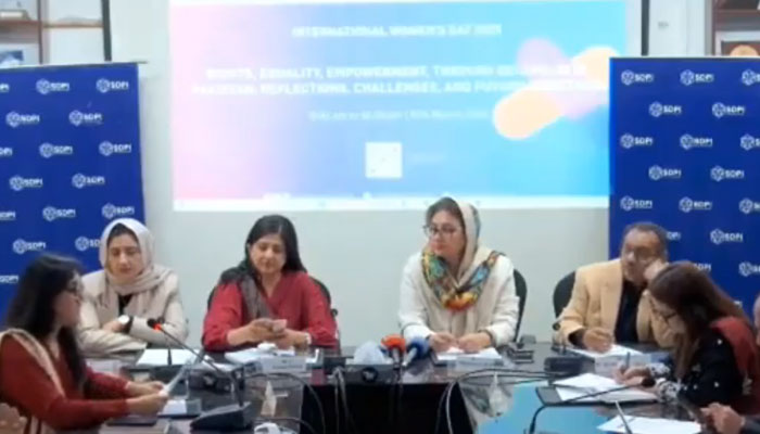 This screengrab taken on March 10, 2025, shows a Seminar on International Women’s Day organised by SDPI. — Facebook@sdpipakistan
