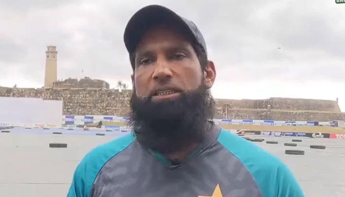 Former Test cricketer Mohammad Yousuf talking to media. — Facebook@PakistanCricketBoard/File