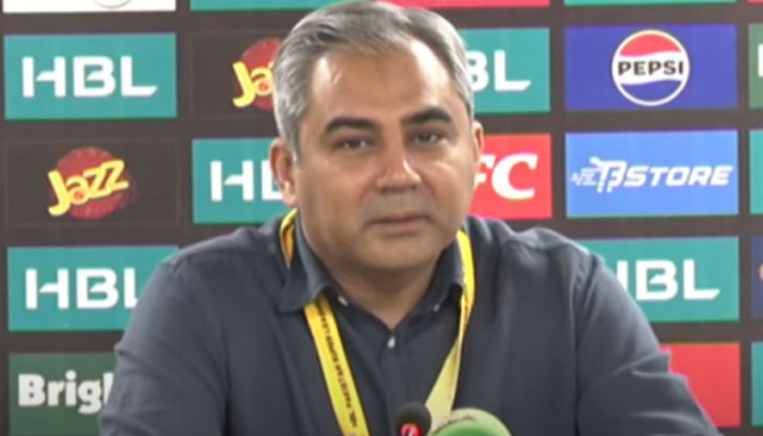 Chairman of PCB Mohsin Naqvi addressing a press conference in Karachi, Pakistan on March 19, 2024. — PCB