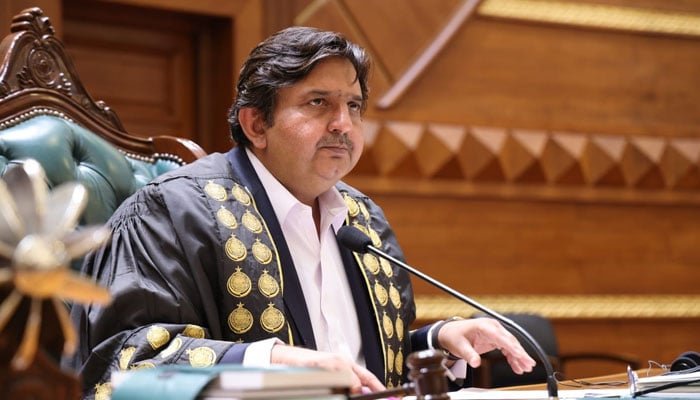 Punjab Assembly Speaker Malik Muhammad Ahmad chairs the Punjab Assembly session on March 13, 2025. — Facebook@MalikMAhmadKhan