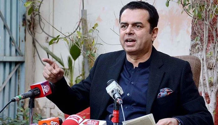 PML-N Senator Talal Chaudhry speaks to the media in this undated image. — APP/File