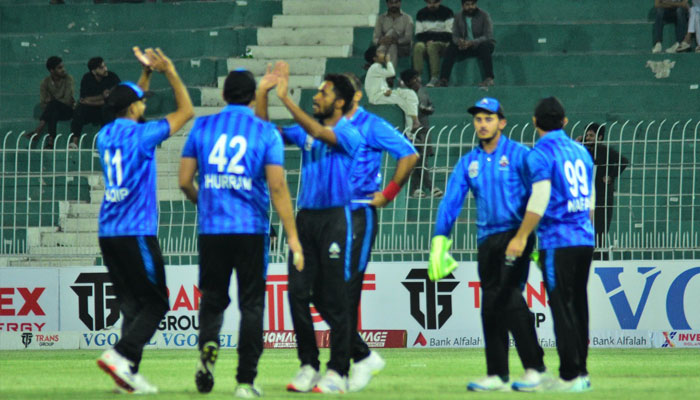 Karachi Region Blues celebrating after wicket, March 16, 2025. —Facebook@PakistanCricketBoard