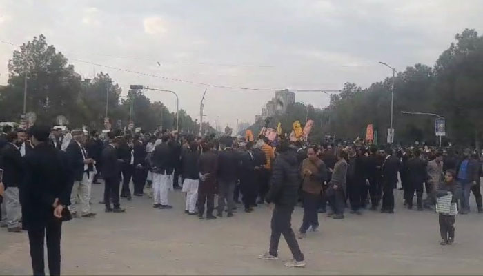 Lawyers protesting in Islamabad on February 10, 2025. — Screengrab/ Geo News