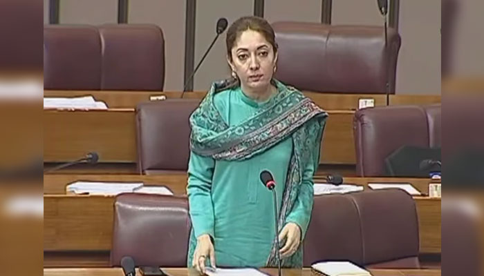 Pakistan Peoples Party (PPP) lawmaker Sharmila Faruqui speaks on the floor of the National Assembly on March 21, 2025. — Screengrab via Facebook@NationalAssemblyOfPakistan