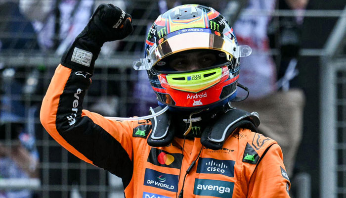 Oscar Piastri celebrates his victory at Chinese Grand Prix. —AFP/File