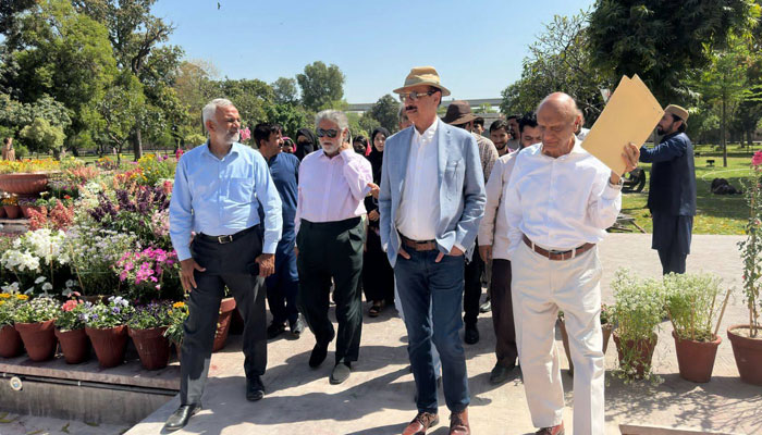 People visit at the Annual Flower Show at Shalimar Gardens in collaboration with the Walled City of Lahore Authority and the Horticulture Association of Pakistan on March 27, 2025. — Facebook@WCLAuthority
