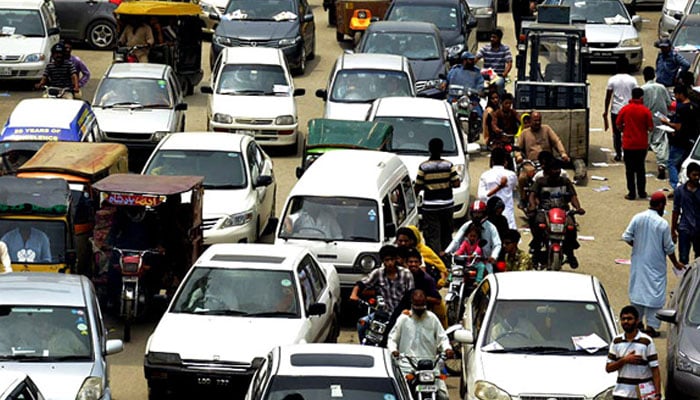 An undated image shows a view of the traffic jam. — APP/File