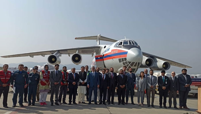 Russian Ambassador to Pakistan Albert P. Khorev in a group photo during a special ceremony on March 27, 2025. — Facebook@russianembassypakistan
