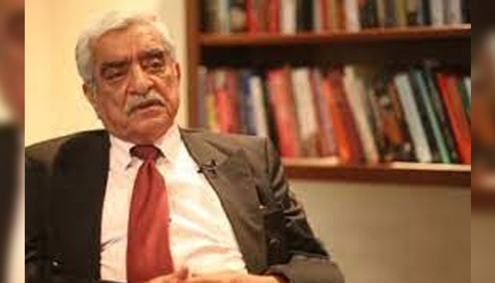 Pakistan’s former foreign secretary and international affairs expert Najmuddin A Sheikh (late) seen in this image, released on March 28, 2025. — Facebook@Institute.of.Strategic.Studies.Islamabad