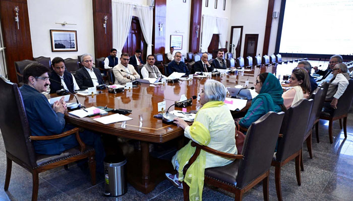 Sindh Chief Minister, Syed Murad Ali Shah presides over a meeting of the NICVD Board at the CM House in Karachi on March 28, 2025. — PPI
