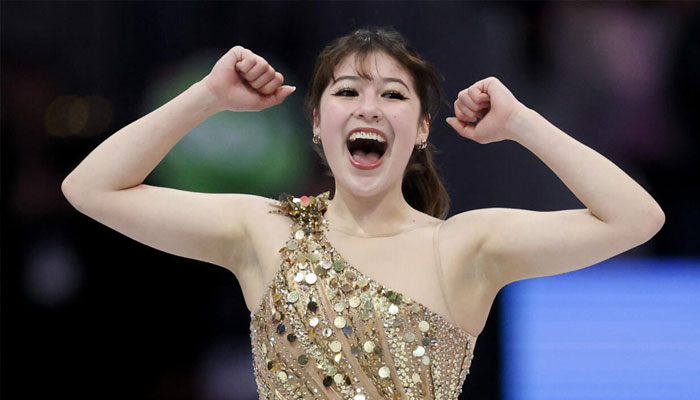 American Alysa Liu reacts after a dazzling free skate on the way to winning the womens figure skating world title. —AFP/File