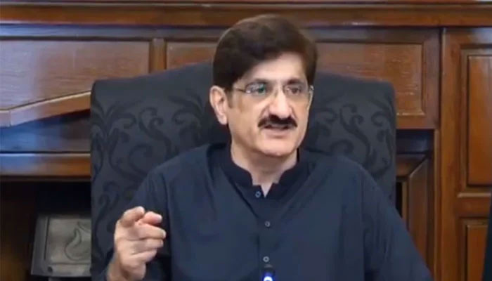Sindh Chief Minister Murad Ali Shah speaks to journalists at Chief Minister House, Karachi, Sindh, March 29, 2025. — Screengrab via video @GeoNews