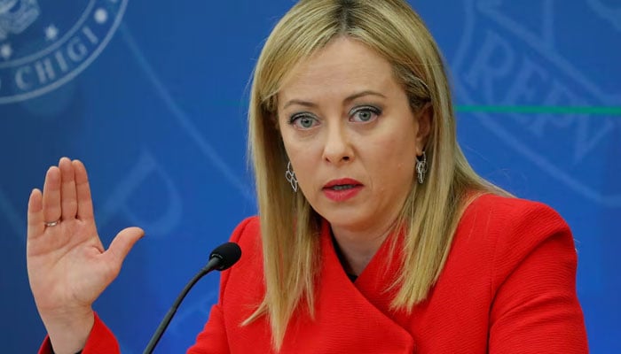 Italian Prime Minister Giorgia Meloni speaks during a news conference to present her governments first budget in Rome, Italy, November 22, 2022. — Reuters