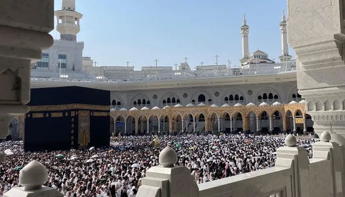 People pictured during Eid ul Fitr prayers in Makkahs Grand Mosque on March 30, 2025. — SPA