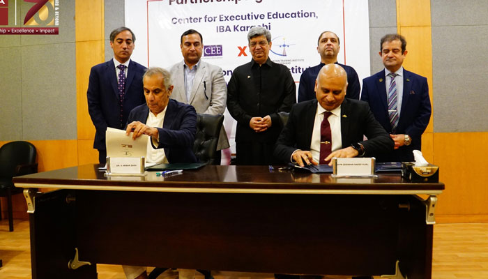 MOU signing ceremony between the IBA’s Center for Executive Education (IBA-CEE) and the Pakistan Airports Authority’s Civil Aviation Training Institute (CATI) at the Headquarters of PAA on March 30, 2025. — Facebook@ibakhiofficial
