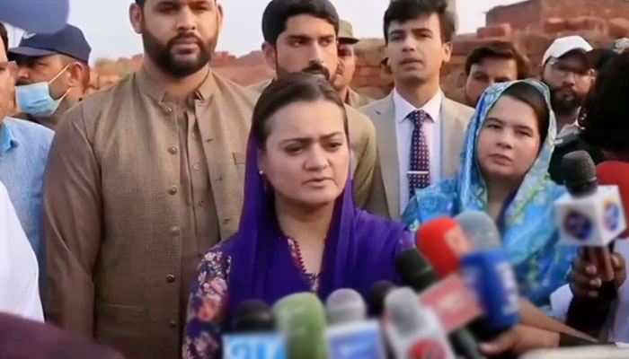 Senior Provincial Minister Marriyum Aurangzeb speaks with media persons during visits to Kasur on July 23, 2024. — Screengrab via Facebook@Marriyum Aurangzeb