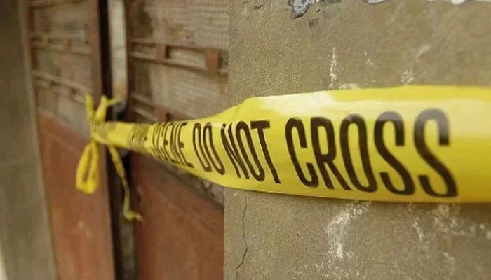 This representational image shows police tape tied to the gate. — AFP/File