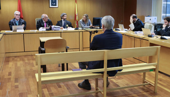 Real Madrids Italian coach Carlo Ancelotti on trial in Madrid on Wednesday for alleged tax fraud, April 2, 2025. —AFP