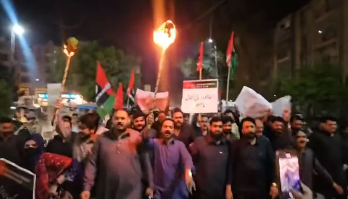 A torch-bearing rally in Karachi under the auspices of the Pakistan Peoples Party (PPP) on April 2, 2025. — Screengrab via Facebook@Bilawalhouse