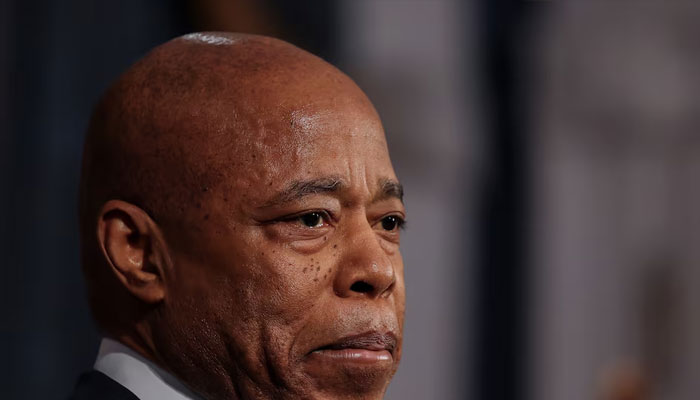 New York City Mayor Eric Adams looks on during a press conference at City Hall in Manhattan in New York City, March 24, 2025.—Reuters