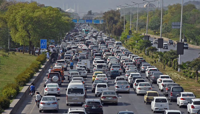 A view of massive traffic jam at Islamabad Highway during Eid-al-Fitr, in Islamabad on April 2, 2025. — Online