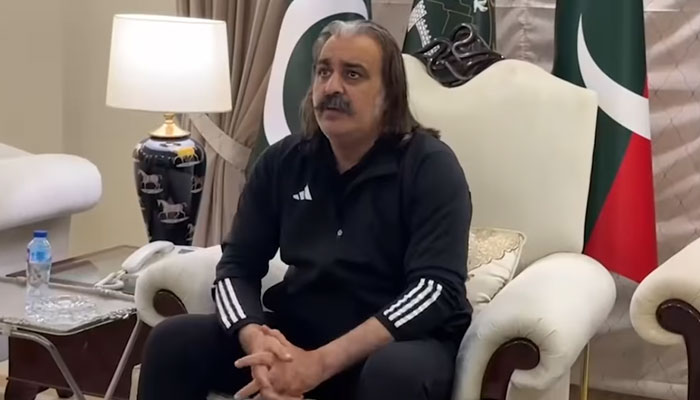 Chief Minister Ali Amin Khan Gandapur speaks at the consultative meeting with a delegation from the Minerals Association on April 3, 2025. — Screengrab via Facebook@AliAminKhanGandapurPti