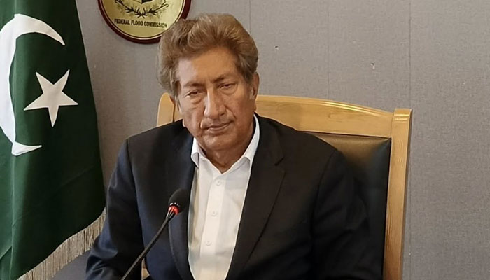 Federal Minister for Water Resources Mian Mueen Wattoo speaks in a meeting on March 20, 2025. —Facebook@noorulamin.wattoo