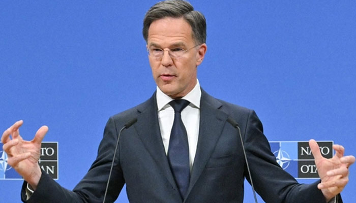 NATO Secretary General Mark Rutte gestures as he addresses the audience during a final press conference as part of the meeting of North Atlantic Treaty Organization (NATO) Ministers of Foreign Affairs at NATOs headquarters. — AFP/File