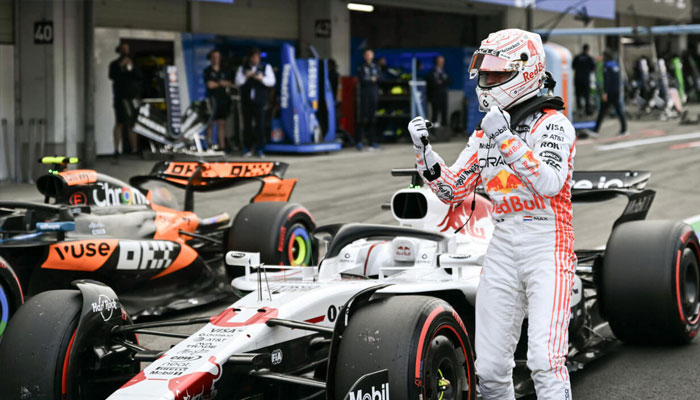 Red Bulls Max Verstappen celebrates taking pole position. —AFP/File