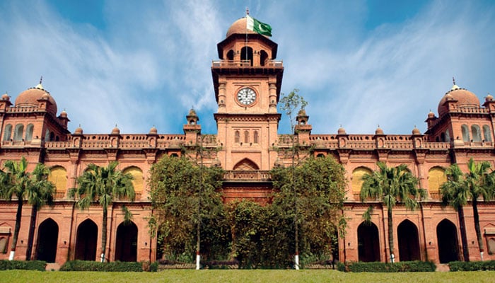 The University of Punjab building can be seen. — APP/File