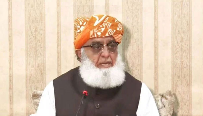 Jamiat Ulema-e-Islam-Fazl (JUIF) chief Maulana Fazlur Rehman speaks during a press conference in Islamabad on June 30, 2024. — YouTube/GeoNews/Screengrab
