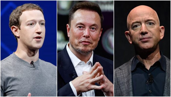 (From left to right) Billionaires Mark Zuckerberg, Elon Musk and Jeff Bezos. — Reuters/File