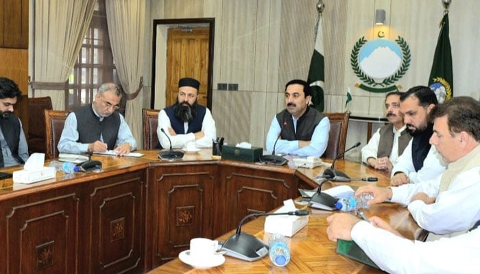 Khyber Pakhtunkhwa Chief Secretary Shahab Ali Shah chairs a meeting of the task force on April 6, 2025. — Facebook@CSKPOfficial