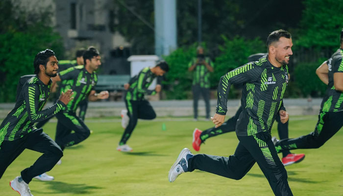 Lahore Qalandar players during training. —Facebook@LahoreQalandars/File