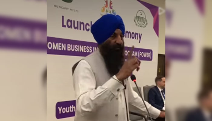 Minority Minister Ramesh Singh Arora addresses the launching ceremony of the ‘Minority Women Business Incubation Programme’ on April 8, 2025. — Screengrab via Facebook@RameshSinghArora