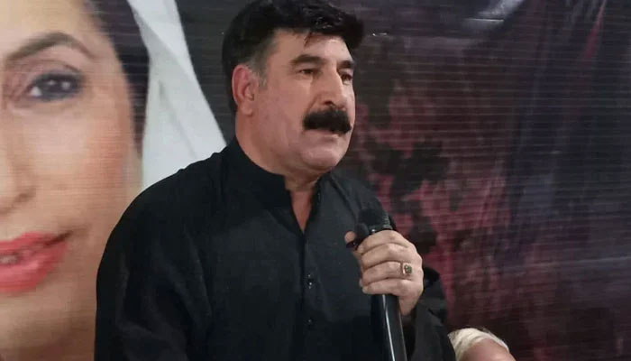 PPP leader and former Member National Assembly (MNA) Syed Akhunzada Chattan speaks during a gathering on July 15, 2023. — Facebook@Akhunzada Chattan