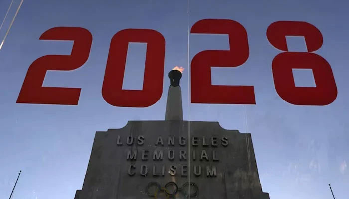 An LA2028 sign is seen at the Los Angeles Coliseum to celebrate Los Angeles being awarded the 2028 Olympic Games, in Los Angeles, California, US. — Reuters/File