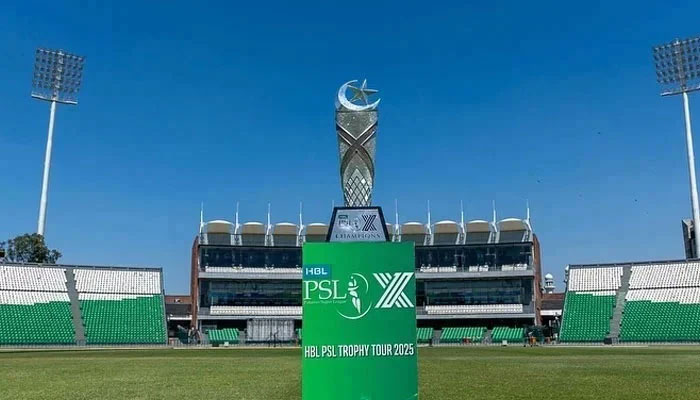 PSL X trophy placed for display at a stadium. — Facebook@thePSL/File