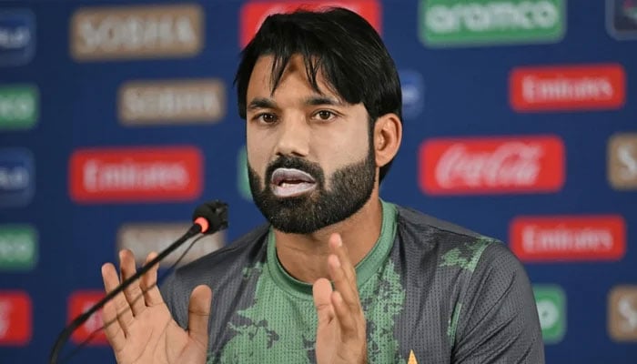 Pakistans captain Mohammad Rizwan at a press conference on the eve of the Champions Trophy 2025 opener on February 18, 2025 in Dubai. — AFP