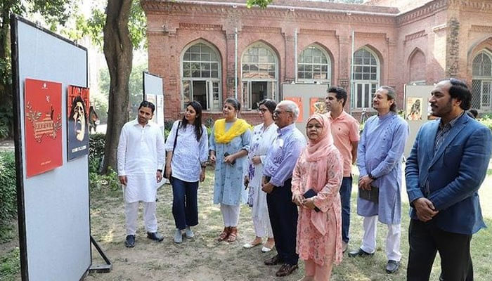 People are viewing different art pieces at an exhibition held at the National College of Arts (NCA) on Oct 25, 2024. — Instagram@nca_officials