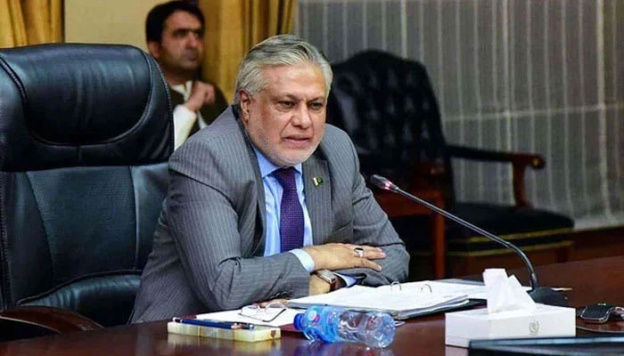 Senator Muhammad Ishaq Dar speaks in a meeting. — APP/File