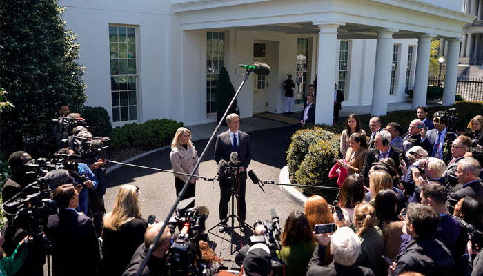 US Treasury Secretary Scott Bessent speaks at the White House in Washington, DC, US, April 9, 2025. —Reuters