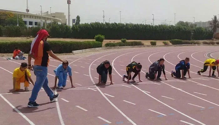 A representational image of runners ready to start a race. — Radio Pakistan/File